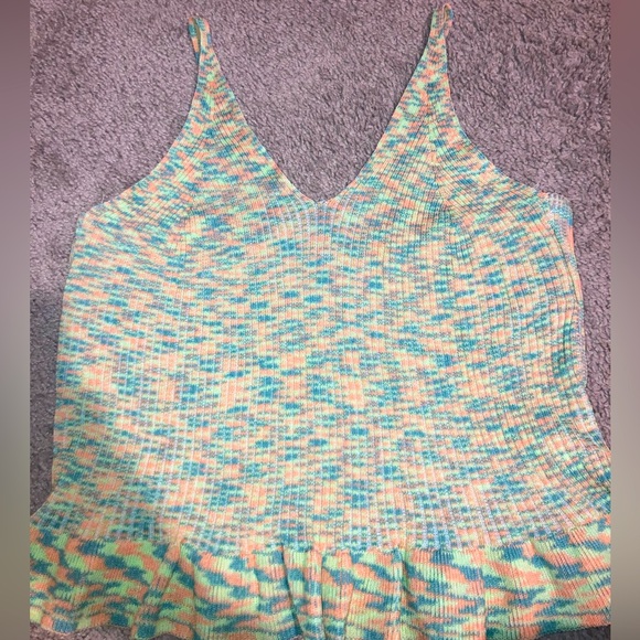 Ruffled Colorblock Knit Fabric Tank - Picture 1 of 2